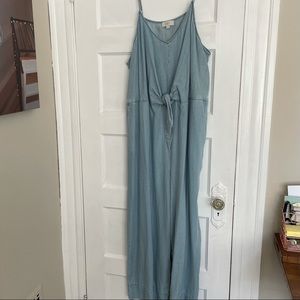 Women’s chambray jumpsuit with front tie